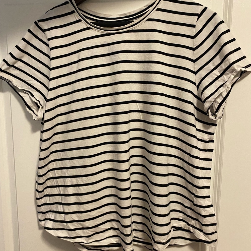 Old Navy Black and White Striped Tee